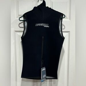 Camaro Unisex L Large Titanium Icevest Pro Wetsuit Top Black NWT Attached Hood